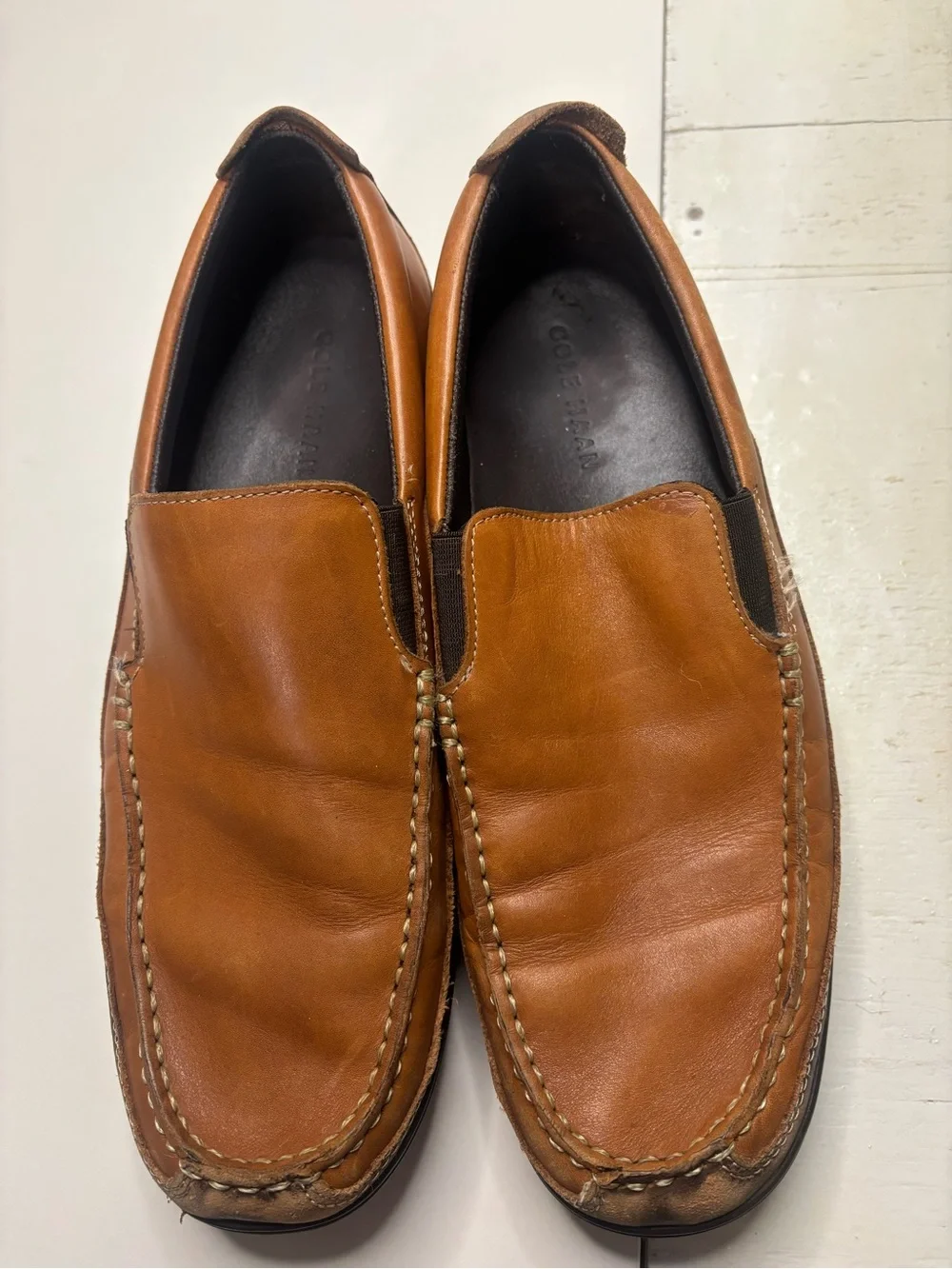 Cole Haan Tucker Venetian Leather Slip-On Loafers Tan Brown Shoes Size 10M Mens